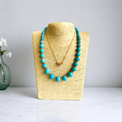 Sky Serenity Set | Turquoise Stone & 18K Gold Plating - For Women | Includes: 2 Necklaces, Bracelet, Earring
