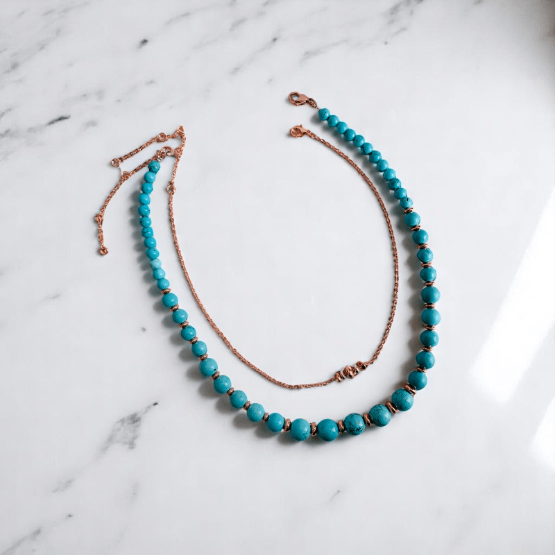 Sky Serenity Set | Turquoise Stone & 18K Gold Plating - For Women | Includes: 2 Necklaces, Bracelet, Earring