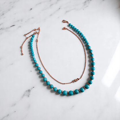 Sky Serenity Set | Turquoise Stone & 18K Gold Plating - For Women | Includes: 2 Necklaces, Bracelet, Earring