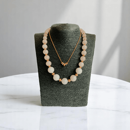 Tender Radiance Set | Rose Quartz Stone & 18K Gold Plating - For Women | Includes: 2 Necklaces, Bracelet, Earring