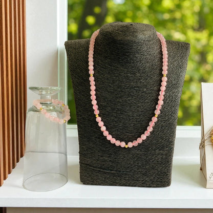 Love Quartz Set | Rose Quartz - For Kids Girls | Includes: Necklace & Bracelet