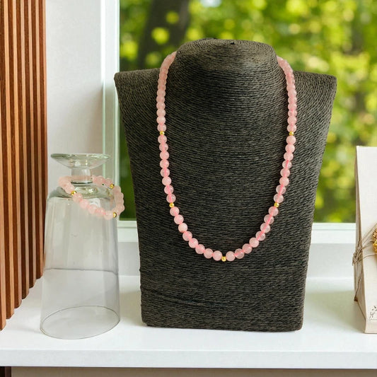 Love Quartz Set | Rose Quartz - For Kids Girls | Includes: Necklace & Bracelet