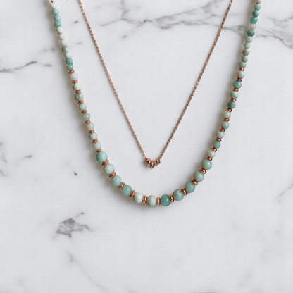 Tranquil Glow Set | Amazonite Stone & 18K Gold Plating - For Women | Includes: 2 Necklaces, Bracelet, Earring