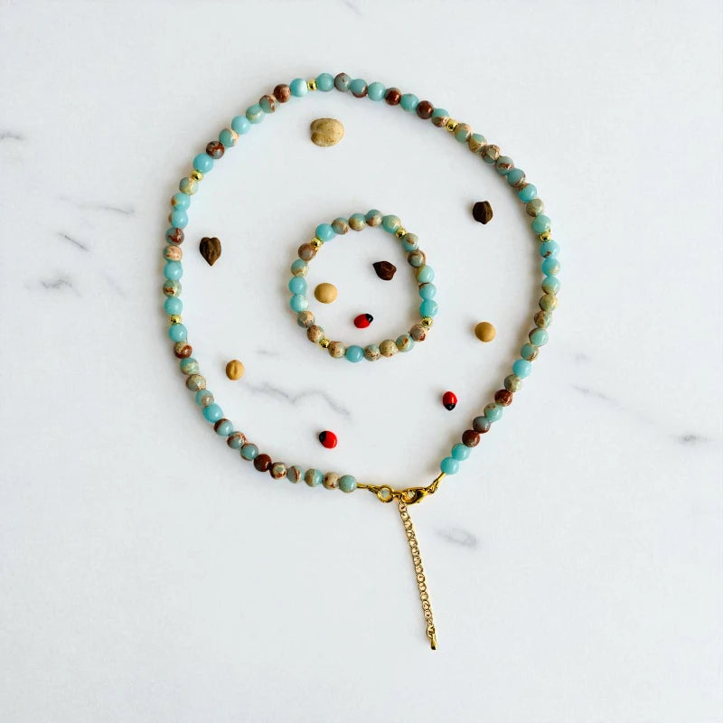 Calm Calcite Set | Caribbean Calcite - For Kids Girls | Includes: Necklace & Bracelet