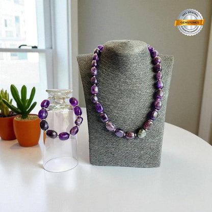 Calm Amethyst Set | Amethyst - For Unisex | Includes: Necklace & Bracelet
