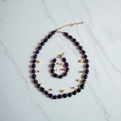 Calm Amethyst Set | Amethyst - For Unisex | Includes: Necklace & Bracelet