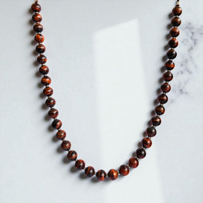 Brave Tiger Eye Set | Red Tiger Eye - For Unisex | Includes: Necklace & Bracelet