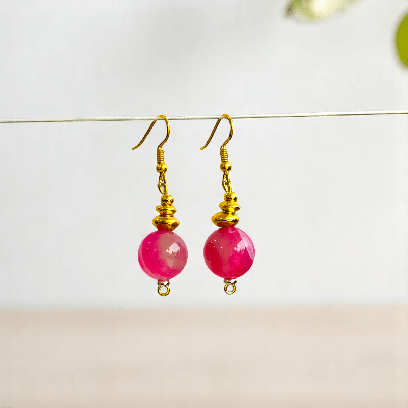 Pink Aura Set | Pink Banded Agate Stone & 18K Gold Plating - For Women | Includes: 2 Necklaces, Bracelet, Earring