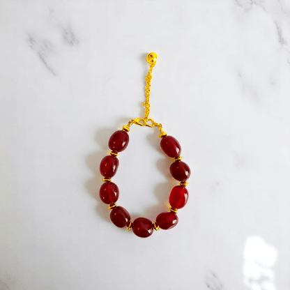 Radiant Flame Set | Red Onyx Stone & 18K Gold Plating - For Women | Includes: 2 Necklaces, Bracelet, Earring