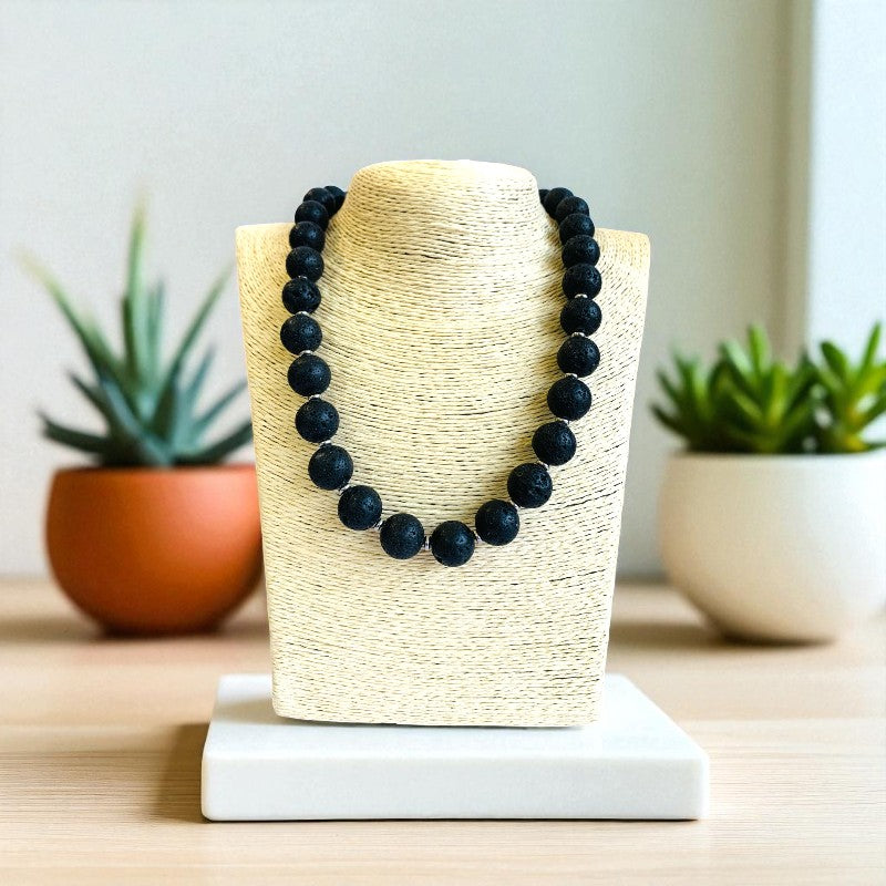 Earth Lava Set | Lava Stone - For Unisex | Includes: Necklace & Bracelet