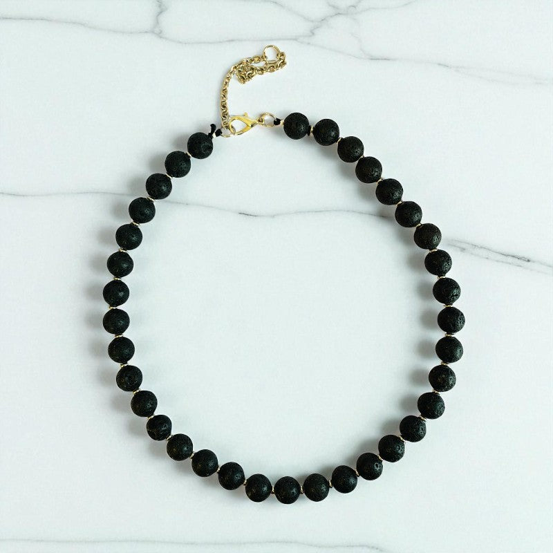 Earth Lava Set | Lava Stone - For Unisex | Includes: Necklace & Bracelet