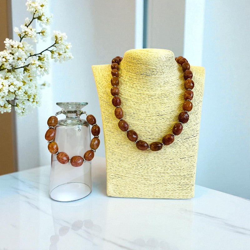 Grounded Aventurine Set | Brown Aventurine - For Unisex | Includes: Necklace & Bracelet