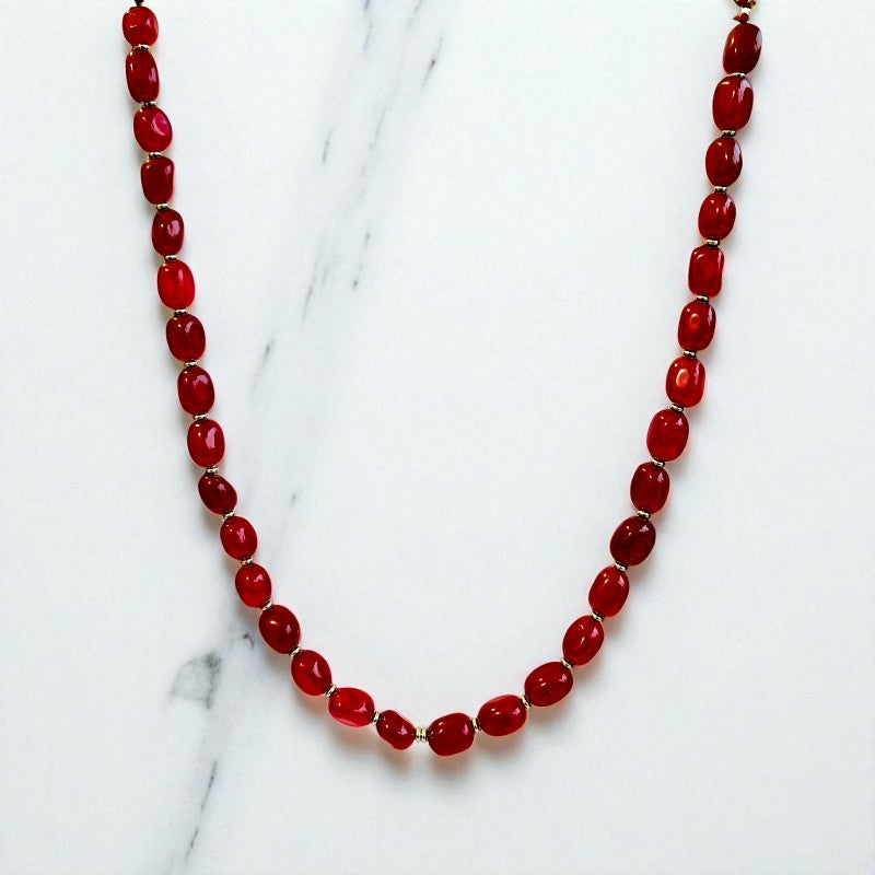Bold Red Onyx Set | Red Onyx - For Unisex | Includes: Necklace & Bracelet