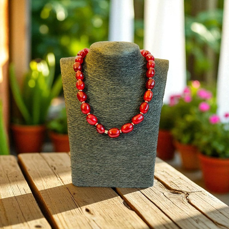 Bold Red Onyx Set | Red Onyx - For Unisex | Includes: Necklace & Bracelet