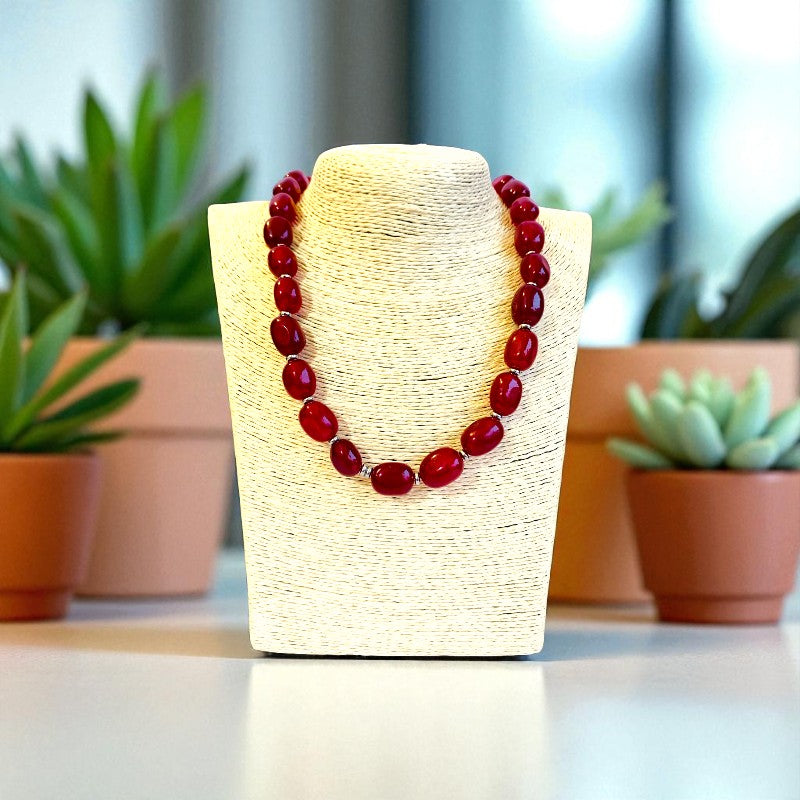 Bold Red Onyx Set | Red Onyx - For Unisex | Includes: Necklace & Bracelet