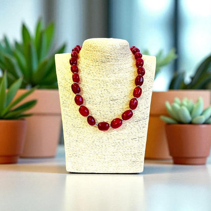 Bold Red Onyx Set | Red Onyx - For Unisex | Includes: Necklace & Bracelet