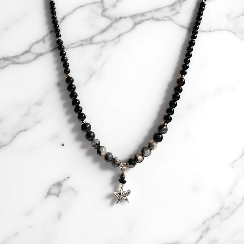 Celestial Drift Necklace | Black Rutile Stone - For Women | Includes: Necklace