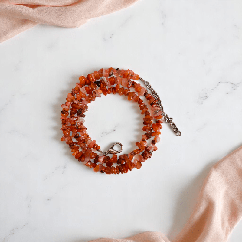 Vibrant Carnelian Necklace | Carnelian Stone - For All | Includes: Necklace/Bracelet