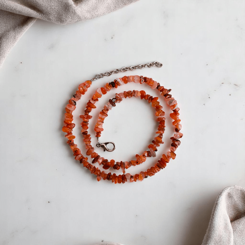 Vibrant Carnelian Necklace | Carnelian Stone - For All | Includes: Necklace/Bracelet