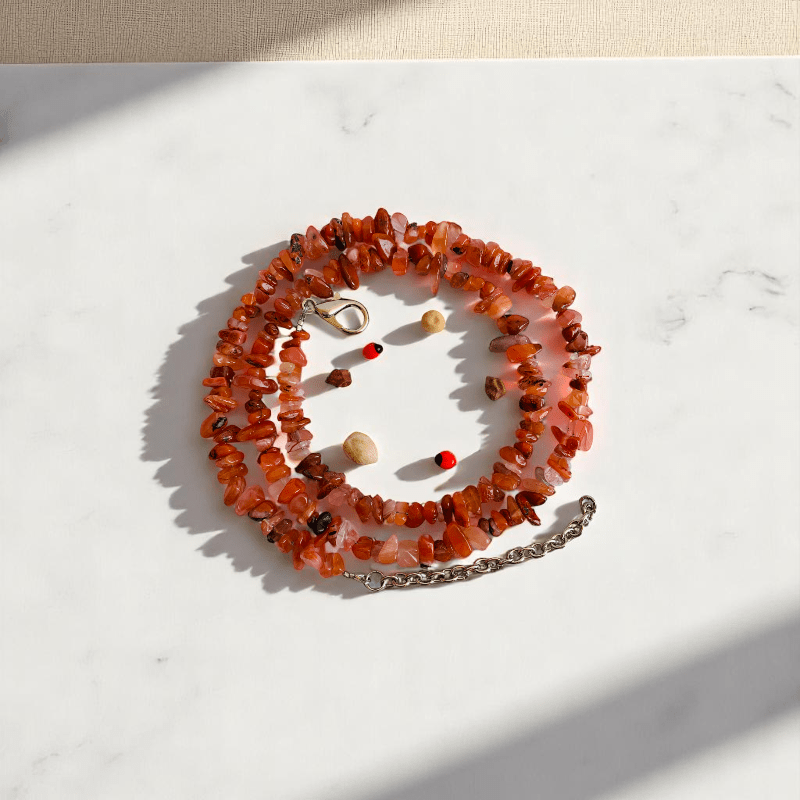 Vibrant Carnelian Necklace | Carnelian Stone - For All | Includes: Necklace/Bracelet