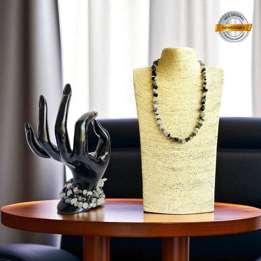 Cosmic Veins Necklace | Black Rutile Stone - For All | Includes: Necklace