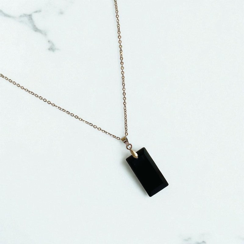 Slay in Slate Necklace | PVD Plated & Black Obsidian - For Women | Includes: Necklace