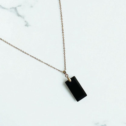 Slay in Slate Necklace | PVD Plated & Black Obsidian - For Women | Includes: Necklace