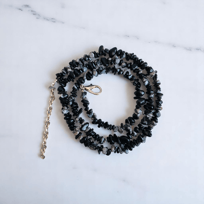 Snow shade Necklace | Snowflake Obsidian Stone - For All | Includes: Necklace