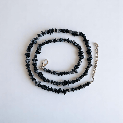 Snow shade Necklace | Snowflake Obsidian Stone - For All | Includes: Necklace