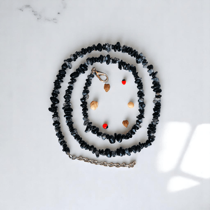 Snow shade Necklace | Snowflake Obsidian Stone - For All | Includes: Necklace