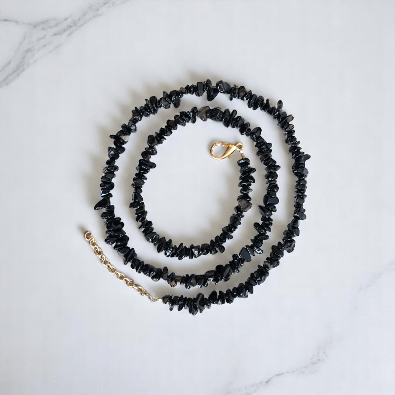 Black Obsidian Necklace | Black Obsidian Stone – For All | Includes: Necklace