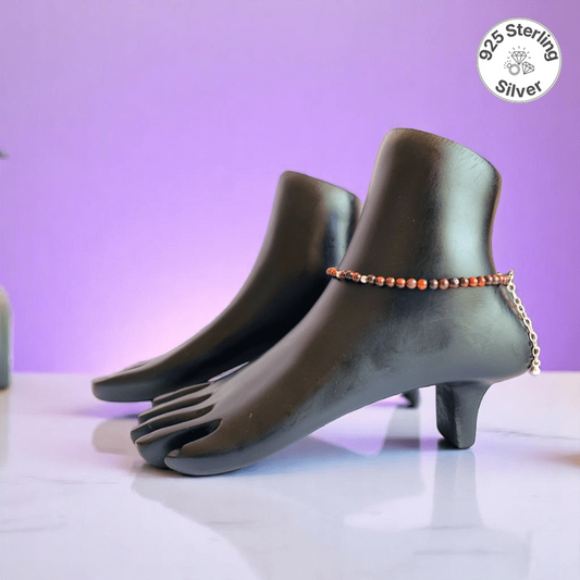 Blazing Aura Anklet | 925 Silver & Tiger Eye Stone - For Women | Includes: Anklet
