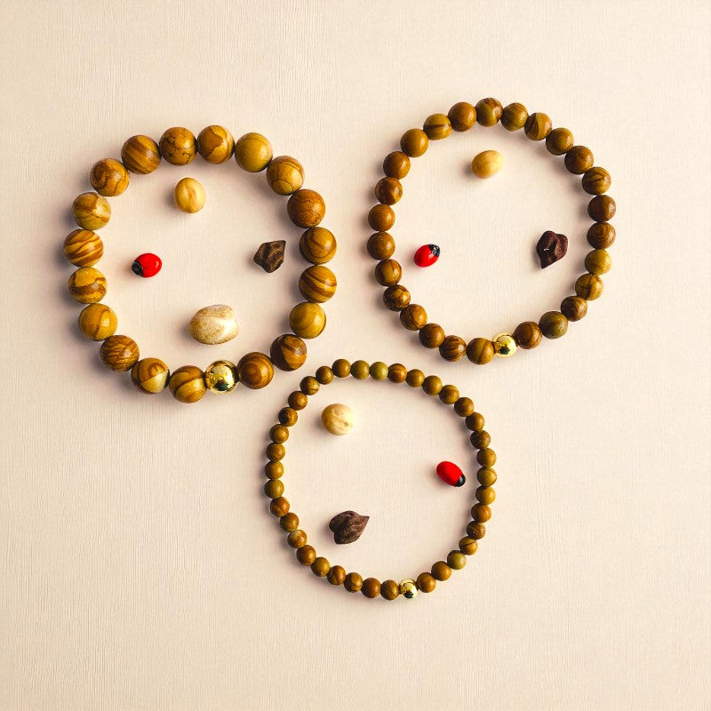 Grounded Three Layered Bracelet | Camel Jasper - For Women | Includes: Bracelets (Set of 3)
