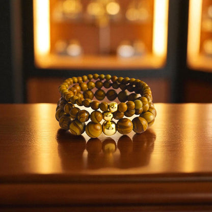 Grounded Three Layered Bracelet | Camel Jasper - For Women | Includes: Bracelets (Set of 3)