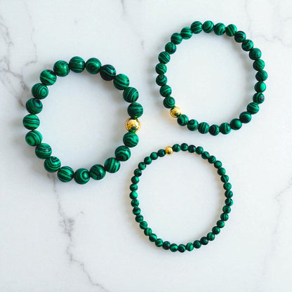 Healing Three Layered Bracelet | Malachite - For Women | Includes: Bracelets (Set of 3)
