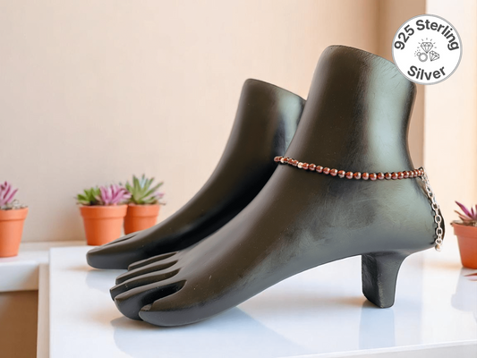 Rich Garnet Anklet | 925 Silver & Garnet - For Women | Includes: Anklet