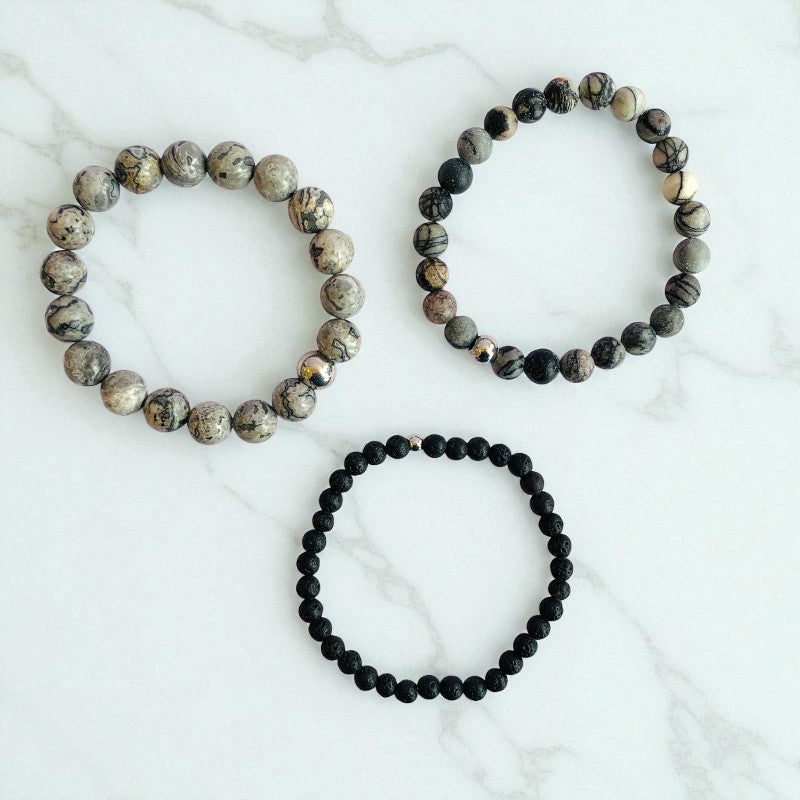 Earthy Three Layered Bracelet | Map Jasper - For Women | Includes: Bracelets (Set of 3)