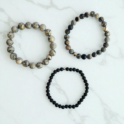Earthy Three Layered Bracelet | Map Jasper - For Women | Includes: Bracelets (Set of 3)