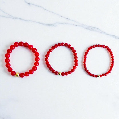 Fiery Three Layered Bracelet | Red Agate - For Women | Includes: Bracelets (Set of 3)