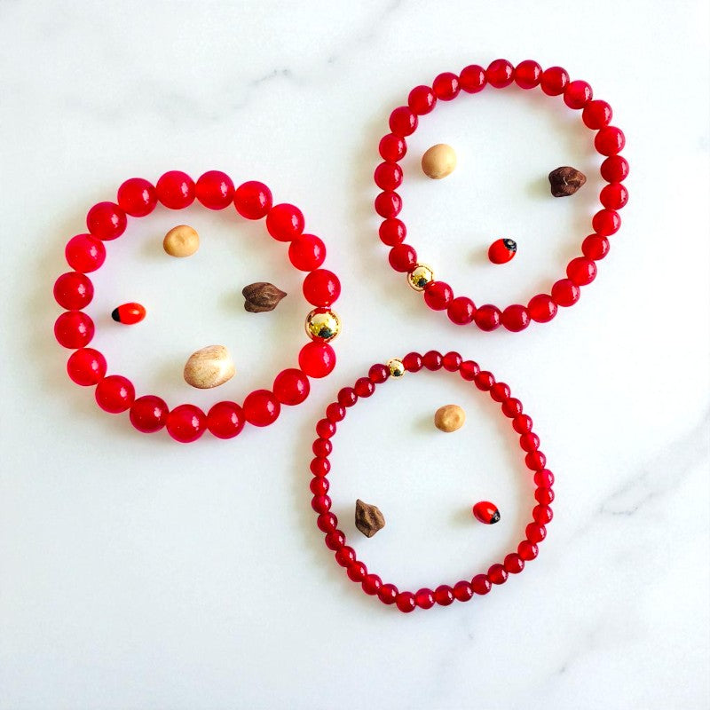 Fiery Three Layered Bracelet | Red Agate - For Women | Includes: Bracelets (Set of 3)