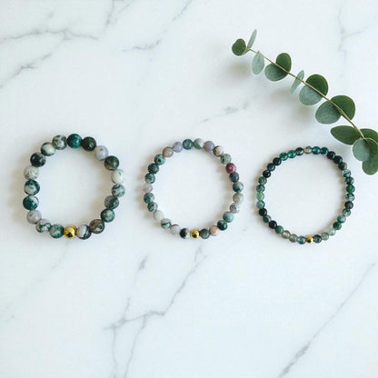 Natural Three Layered Bracelet | Tree Agate - For Women | Includes: Bracelets (Set of 3)