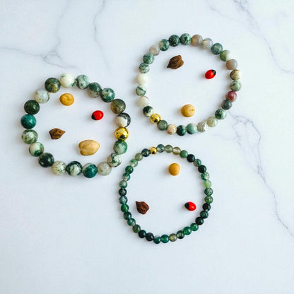Natural Three Layered Bracelet | Tree Agate - For Women | Includes: Bracelets (Set of 3)