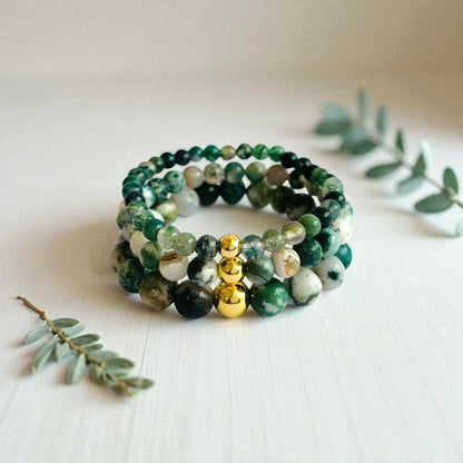 Natural Three Layered Bracelet | Tree Agate - For Women | Includes: Bracelets (Set of 3)