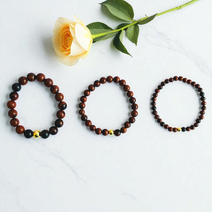 Sturdy Three Layered Bracelet | Mahogany Obsidian - For Women | Includes: Bracelets (Set of 3)