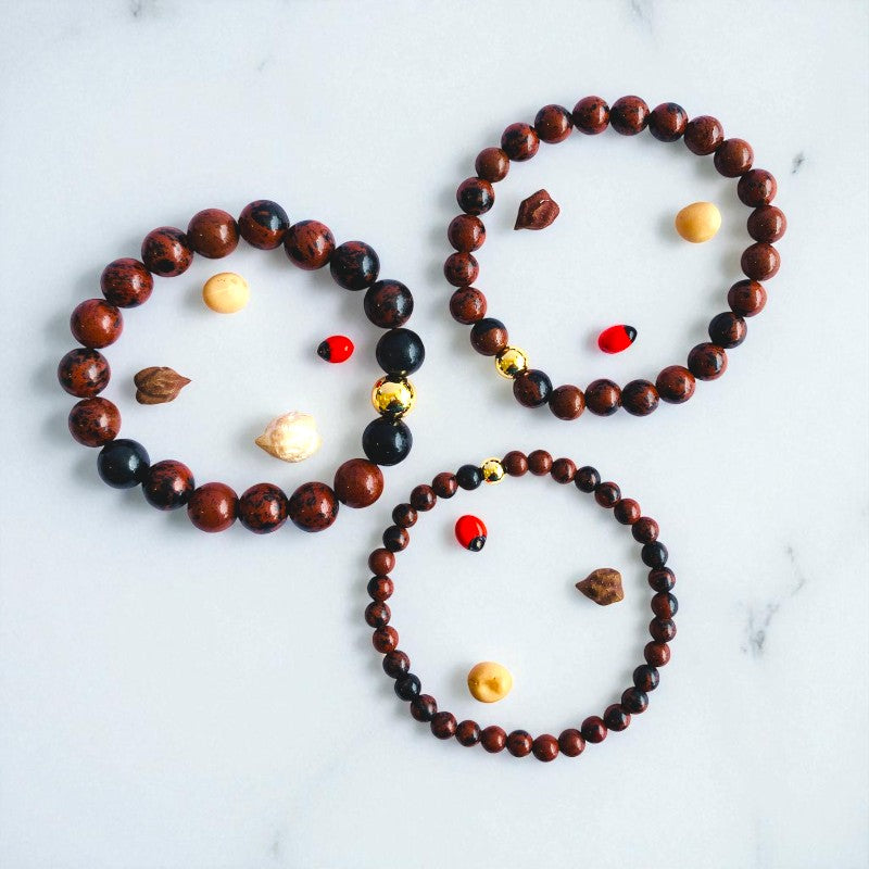 Sturdy Three Layered Bracelet | Mahogany Obsidian - For Women | Includes: Bracelets (Set of 3)