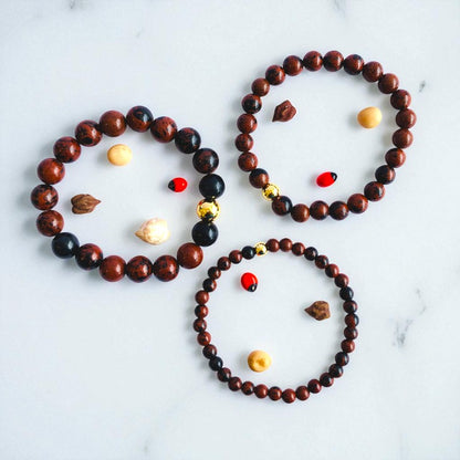 Sturdy Three Layered Bracelet | Mahogany Obsidian - For Women | Includes: Bracelets (Set of 3)