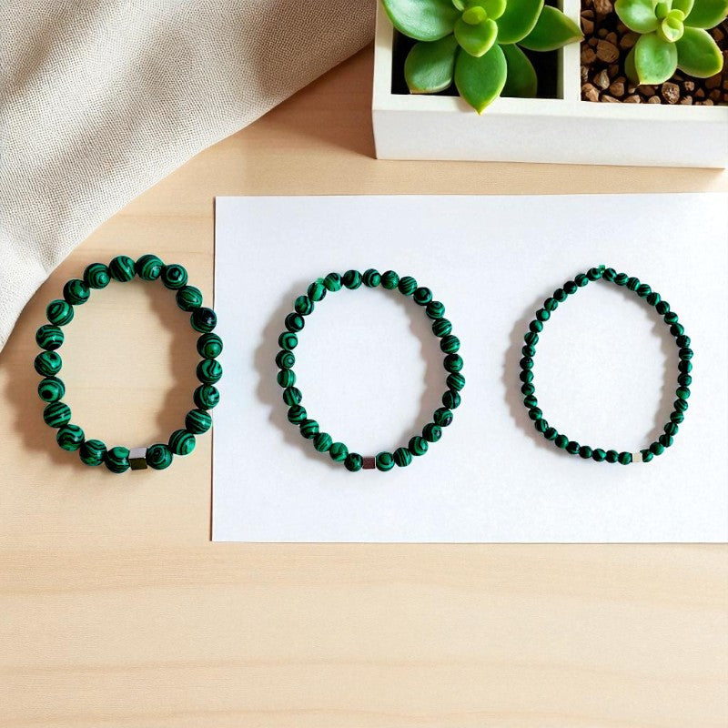 Grounding Layered Bracelets | Malachite - For Men | Includes: Bracelets (Set of 3)