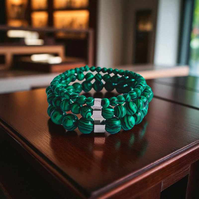 Grounding Layered Bracelets | Malachite - For Men | Includes: Bracelets (Set of 3)