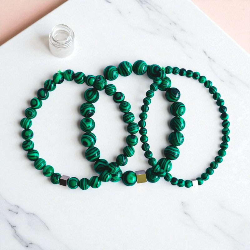 Grounding Layered Bracelets | Malachite - For Men | Includes: Bracelets (Set of 3)