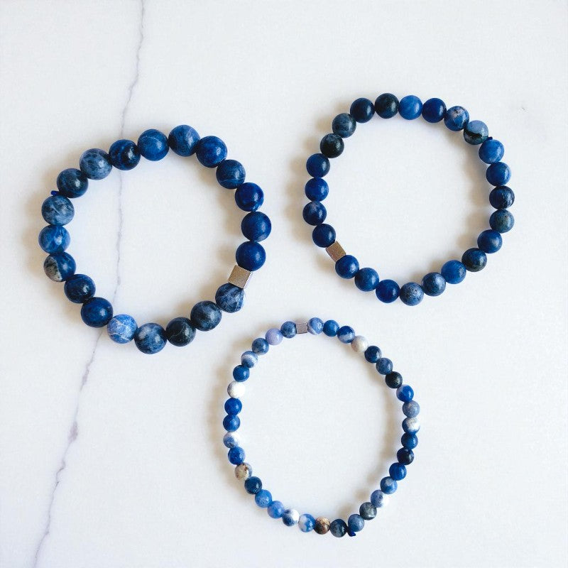 Calm Layered Bracelets | Sodalite - For Men | Includes: Bracelets (Set of 3)